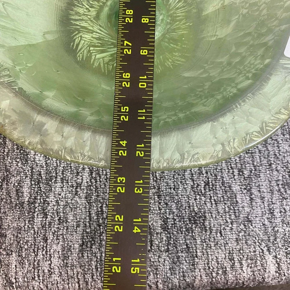 Spain Pedestal Bowl Home Decor 12in Green Frosted‎ Crystalline Glass Centerpiece